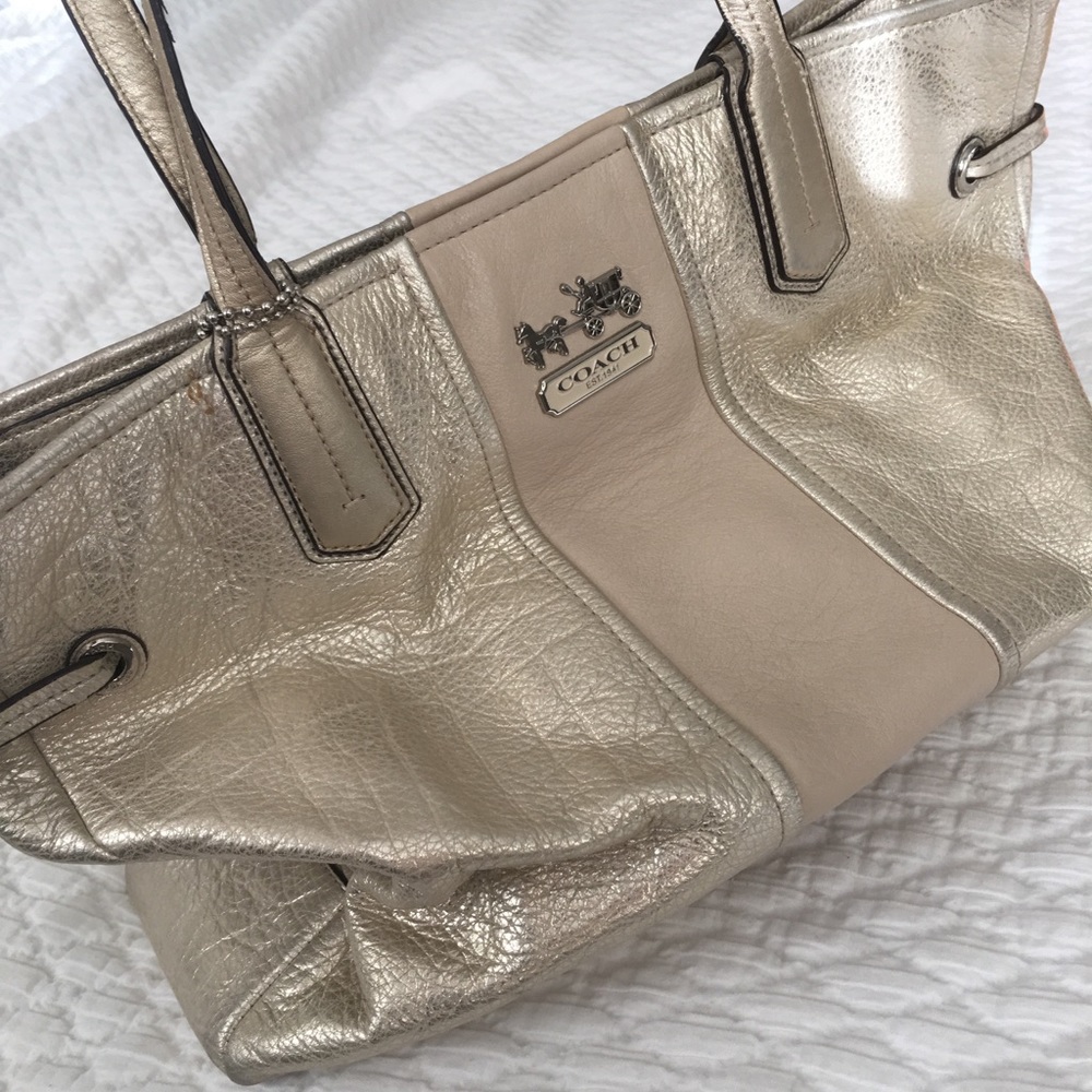Gold Coach Tote with Lavender Lining